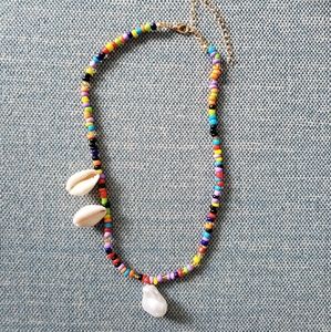 Cool Imitation Pearl and Shell Beaded Necklace